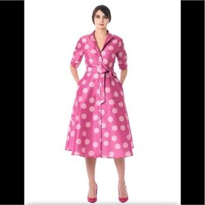 Eshakti Custom Polka Dot Dupioni Shirt Dress